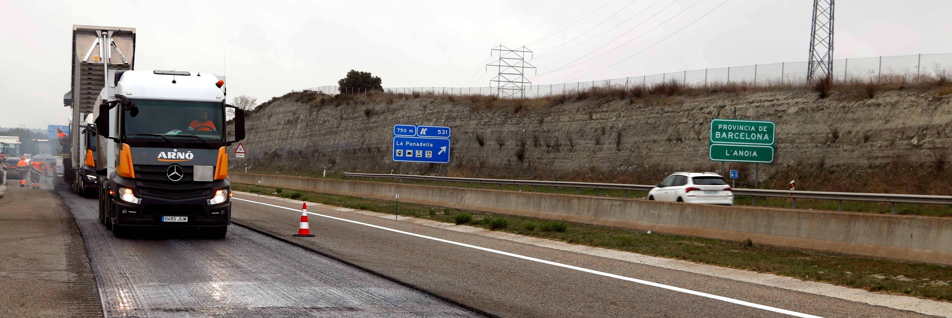 Finalitzen aquest dijous les obres per rehabilitar el ferm a l'A-2 entre la Segarra i l'Urgell
