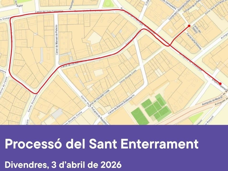 Lleida patirà diverses afectacions a la mobilitat el Divendres Sant per la Processó del Sant Enterrament
