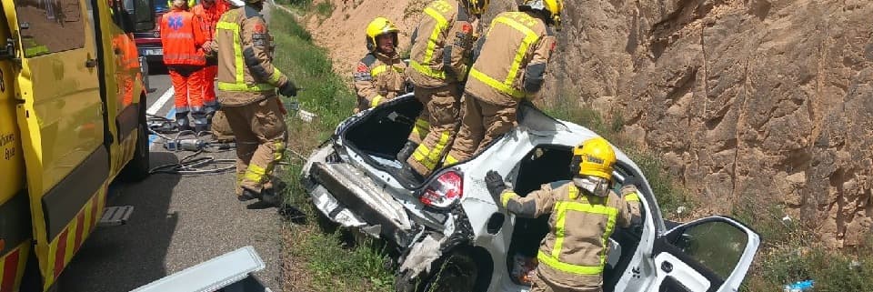 Un ferit greu en una sortida de via a la C-14 a Pinell de Solsonès