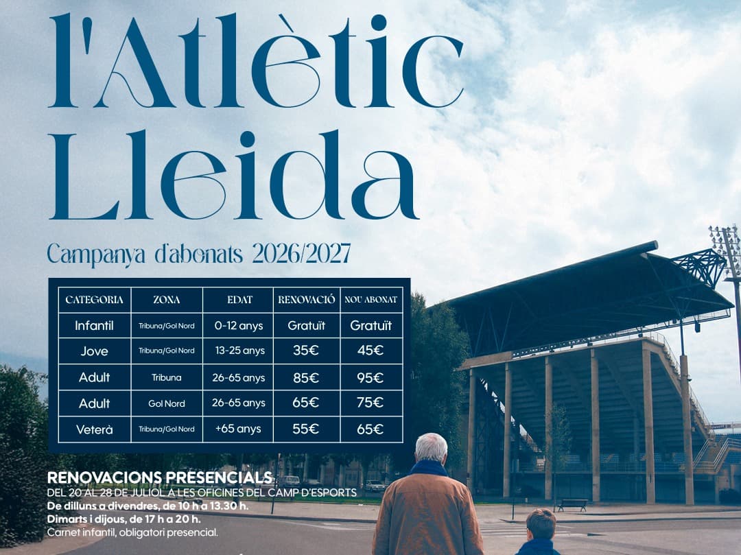 L'Atlètic Lleida ultima la nova campanya d'abonaments amb preus entre els 35 i 95 euros