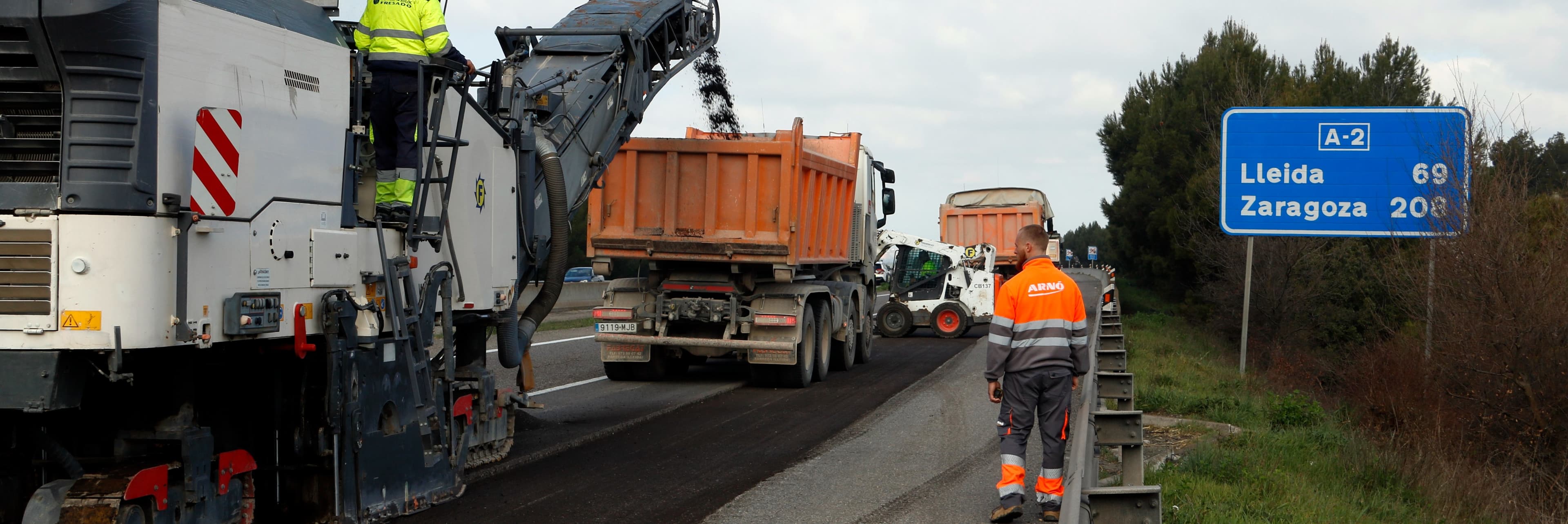 Comencen les obres d’emergència per reparar el ferm de l’A-2 entre Cervera i la Panadella
