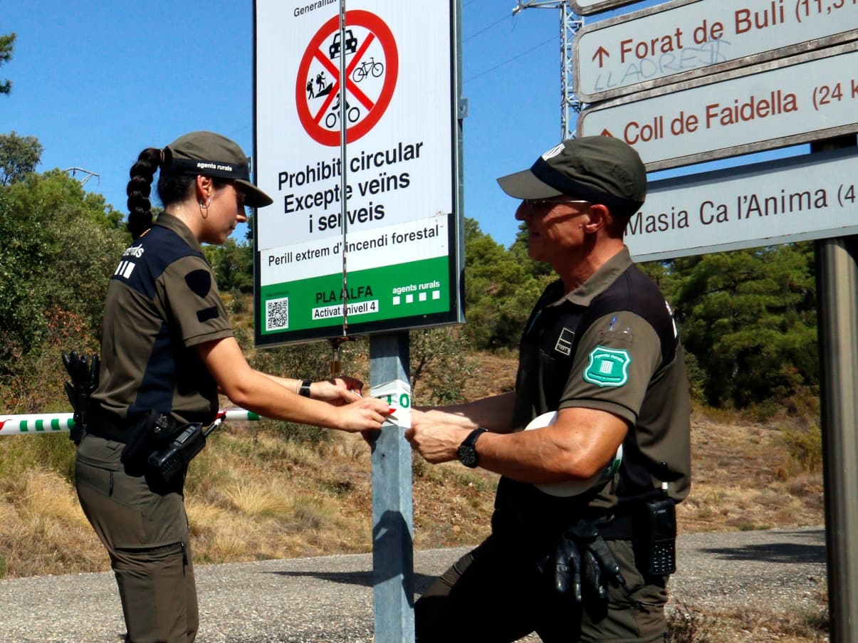 Els Agents Rurals restringeixen l’accés a la Baronia de Rialb i la Serra de Mont-roig pel risc extrem d’incendi