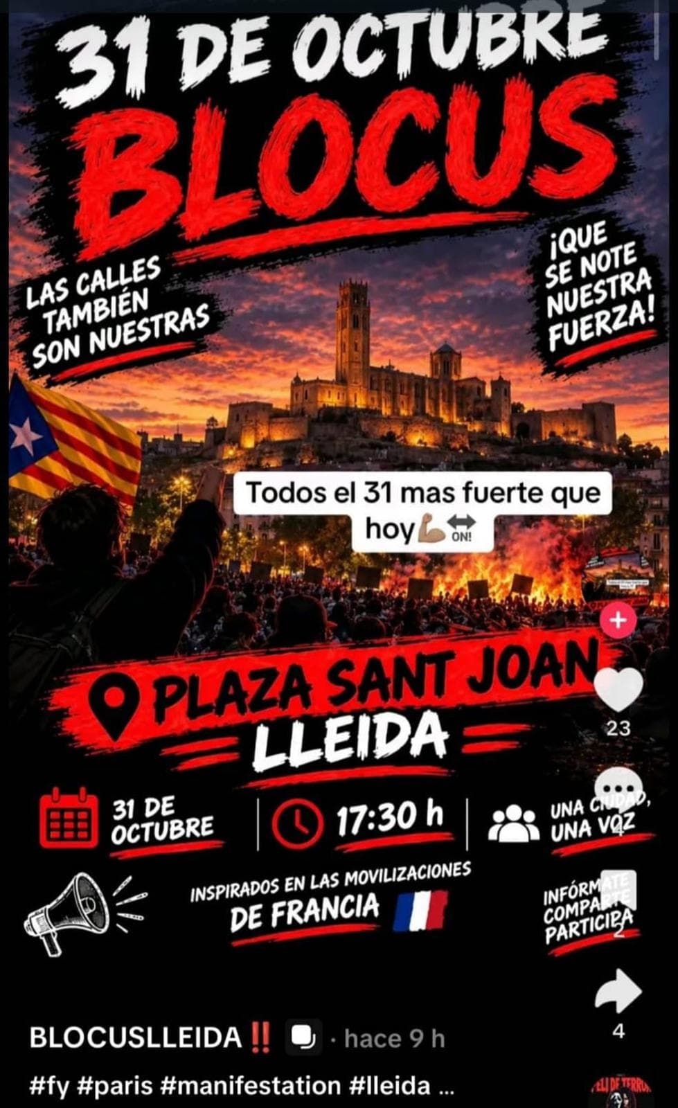 Les xarxes difonen noves crides a provocar aldarulls el 31 d’octubre, també a Lleida