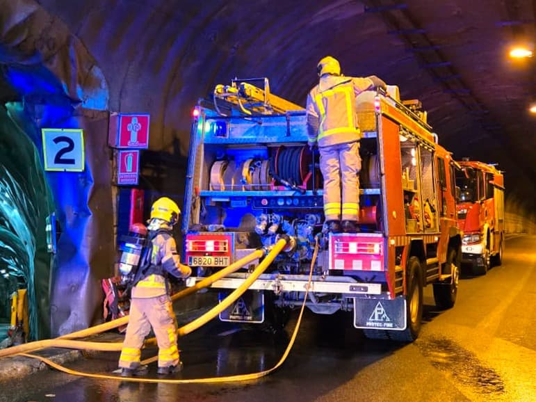 Realitzen un simulacre d’accident al túnel de Vielha per posar a prova el pla d’autoprotecció