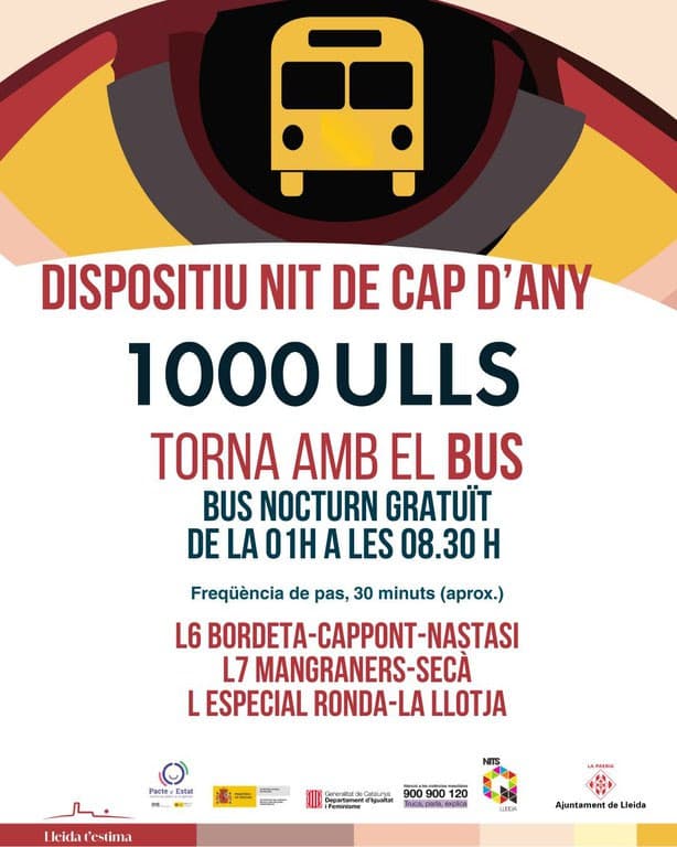 Fins a 640 persones han utilitzat els busos gratuïts habilitats a Lleida per a la nit de Cap d’Any